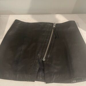 All Saints Genuine Leather Mini Skirt